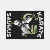 Karatesaurus T-rex Karate Dino Funny Dinosaur Mart フリースブランケット (正面(横))