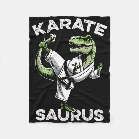 Karatesaurus T-rex Karate Dino Funny Dinosaur Mart フリースブランケット (正面)