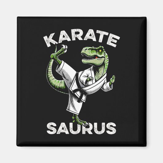 Karatesaurus T-rex Karate Dino Funny Dinosaur Mart マグネット (正面)