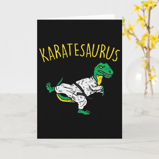 Karatesaurus Trex Karate Funny Dinosaur Martial Ar カード (黄色い花)
