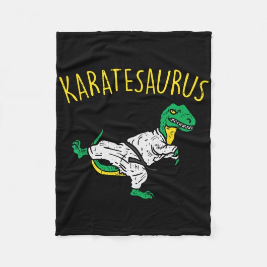 Karatesaurus Trex Karate Funny Dinosaur Martial Ar フリースブランケット (正面)