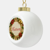 Karen Christmas Ornament – Red & Gold Wreath セラミックボールオーナメント (右)