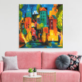 Karen Gillis Taylorによるウォータータウンの街並み キャンバスプリント (インサイチュ (リビング))