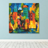 Karen Gillis Taylorによるウォータータウンの街並み キャンバスプリント (インサイチュ (ウッドフロア))