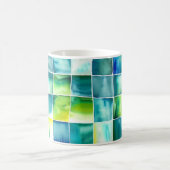 Karierte Aquarellzeichnung コーヒーマグカップ (中央)