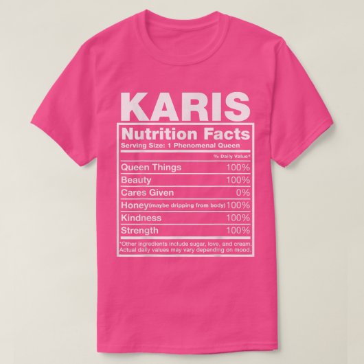 Karis栄養ファクトKaris名誕生日 Tシャツ (デザイン正面)
