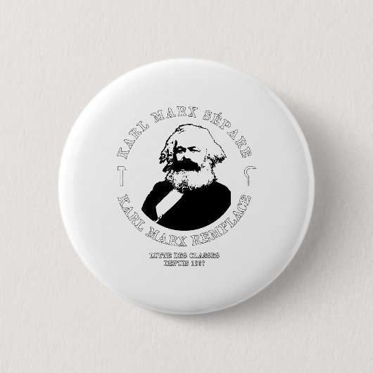 KARL MARX SÉPARE, KARL MARX REMPLACE 缶バッジ (正面)