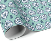 ‘Karlek’ Heartt  gift wrapping Paper (navy, teal) ラッピングペーパー (ロールコーナー)