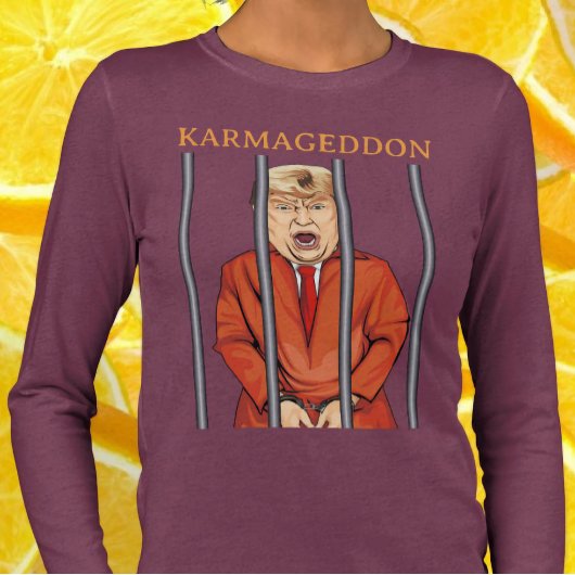 KARMAGEDDON: Trump in Prison Orange Jumpsuit おもしろい トライブレンドTシャツ