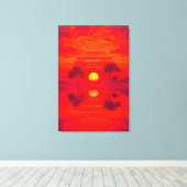 Karmesinrote Spiegelung - Sonnenuntergang über See キャンバスプリント (インサイチュ (ウッドフロア))