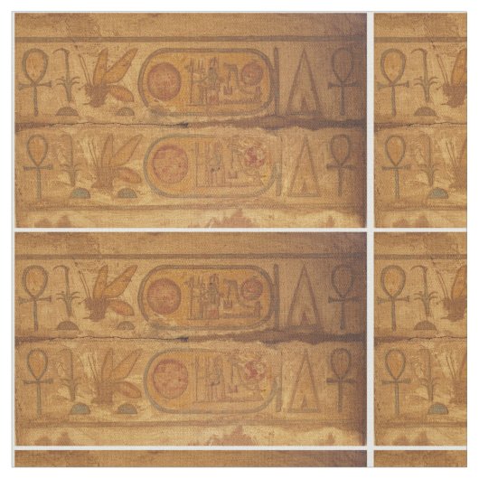 Karnakの寺院Ankh古代エジプトの象形文字 ファブリック (クローズアップ)