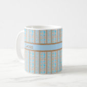 Karomuster blau braun grau コーヒーマグカップ (正面左)