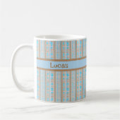 Karomuster blau braun grau コーヒーマグカップ (左)