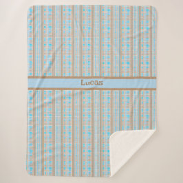 Karomuster blau braun grau シェルパブランケット