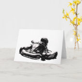 Kartのレーサーのセピア色の鉛筆のスケッチ カード (黄色い花)