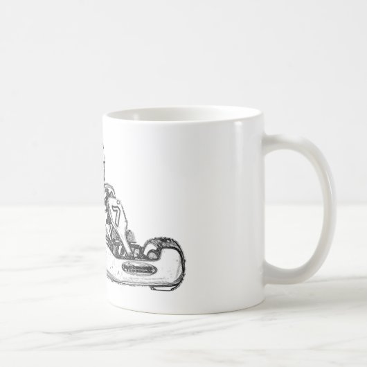 Kartの競争の鉛筆のスケッチ コーヒーマグカップ (右)