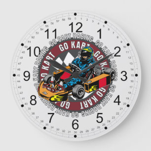 Kartの競争は行きます ラージ壁時計