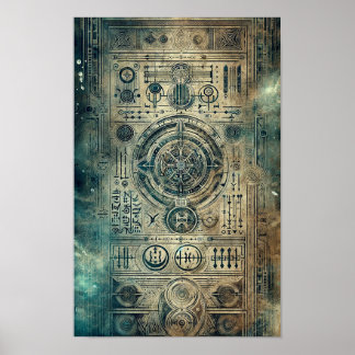 Karte zur versunkenen Stadt Atlantis ポスター