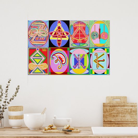 KARUNA霊気=すべての8記号 ポスター (キッチン)