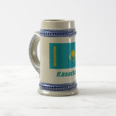 Kasachstan Flagge mit Namen ビールジョッキ (正面左)