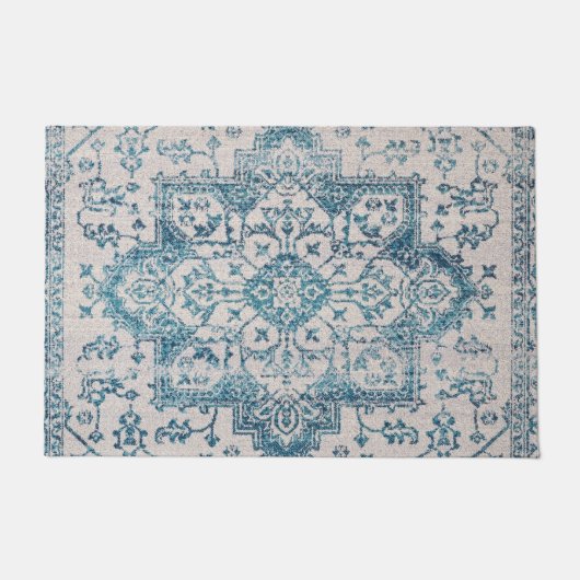 Kashan Poshti Central Persian Rug Print ドアマット (正面)