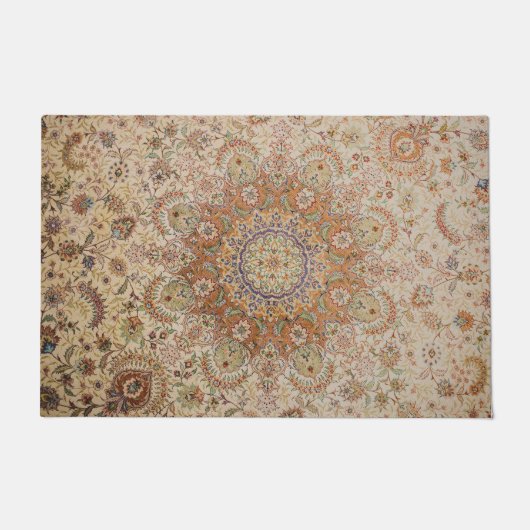 Kashan Poshti Central Persian Rug Print ドアマット (正面)