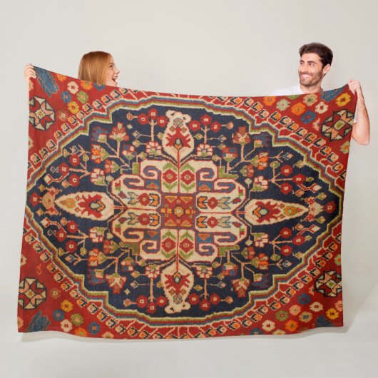 Kashan Poshti Central Persian Rug Print フリースブランケット (インサイチュ)