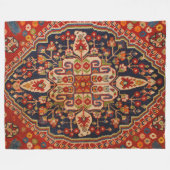 Kashan Poshti Central Persian Rug Print フリースブランケット (正面(横))