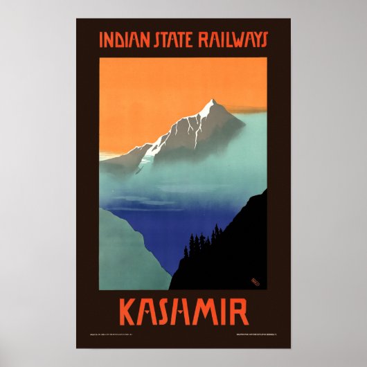Kashmir Vintage Art Deco India Tourism Travel ポスター (正面)
