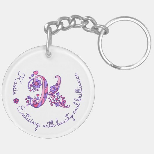 KassieのモノグラムKの名前および意味キーホルダー キーホルダー (裏面左)