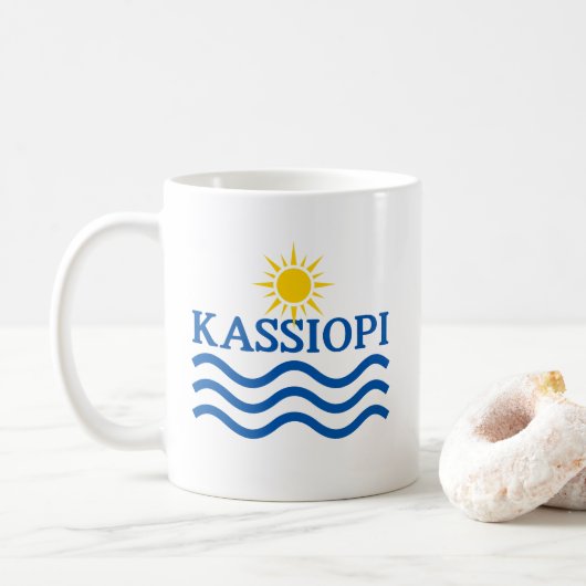 KASSIOPIコルフギリシャ、太陽の波 コーヒーマグカップ (ドーナツ)