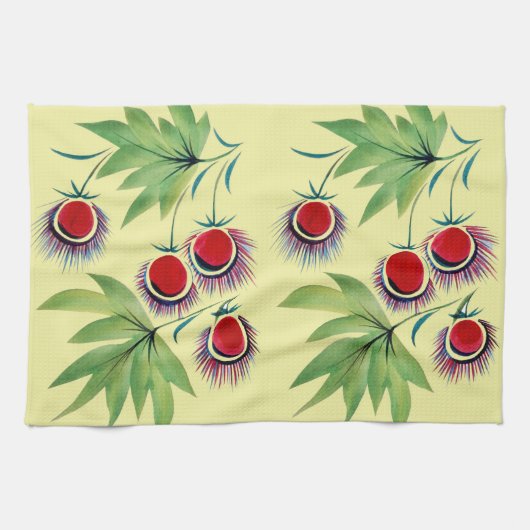 Kastanien im dekorativen Stil キッチンタオル (横)