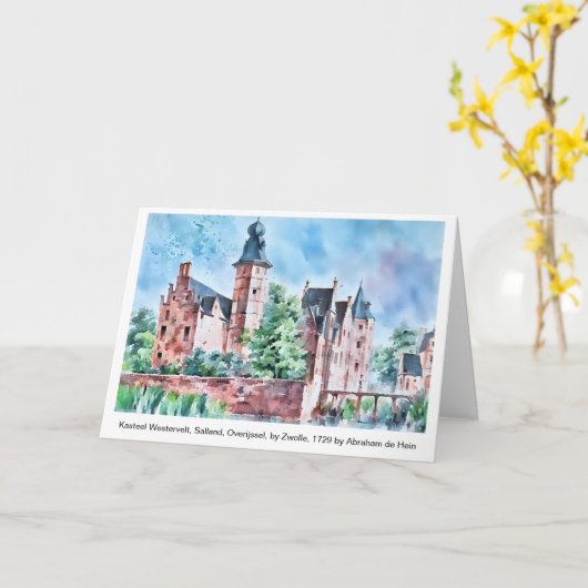 KASTEEL WESTERVELT 1729 A. de Haen drawing. card   カード (黄色い花)