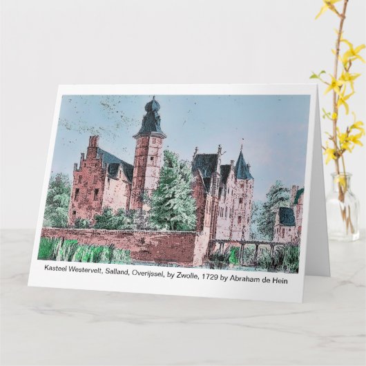 KASTEEL WESTERVELT 1729 A. de Haen drawing. card   カード (黄色い花)