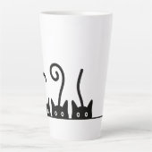 Kat lijn tekening. Drie katjes. Wereld Kattendag. カフェラテマグ (正面)