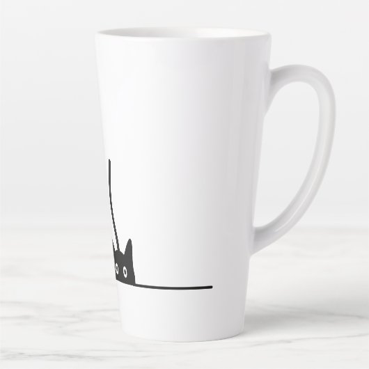 Kat lijn tekening. Drie katjes. Wereld Kattendag. カフェラテマグ (右)