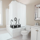 Kat lijn tekening. Drie katjes. Wereld Kattendag. シャワーカーテン (インサイチュ)