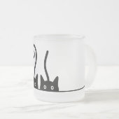 Kat lijn tekening. Drie katjes. Wereld Kattendag. フロストグラスマグカップ (正面右)