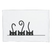 Kat lijn tekening. Drie katjes. Wereld Kattendag. 枕カバー (正面)