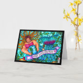 Kat Loves Chocolate Mermaidカード カード (黄色い花)