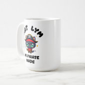 Kat Lym Cute Black Cat Pirate Art コーヒーマグカップ (正面左)