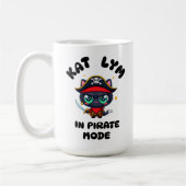 Kat Lym Cute Black Cat Pirate Art コーヒーマグカップ (左)