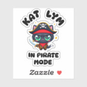 Kat Lym Cute Black Cat Pirate Art シール (シート)
