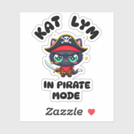 Kat Lym Cute Black Cat Pirate Art シール
