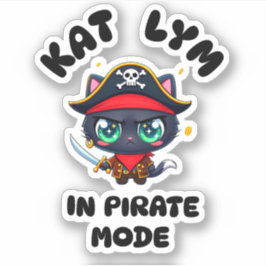 Kat Lym Cute Black Cat Pirate Art シール