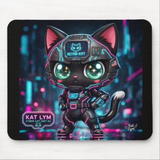 Kat Lym Cyberpunk Mecha Cat Desk Mat - Astro-Kat マウスパッド