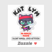 Kat Lym In Ninja Mode Cat Sticker シール (シート)