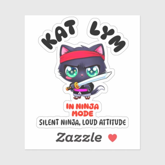 Kat Lym In Ninja Mode Cat Sticker シール (シート)