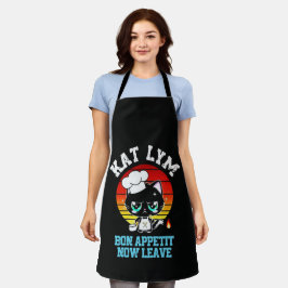 Kat Lym Sarcastic Chef Cat - Bon Appetit Now Leave エプロン