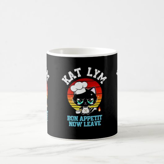 Kat Lym Sarcastic Chef Cat - Bon Appetit Now Leave コーヒーマグカップ (中央)